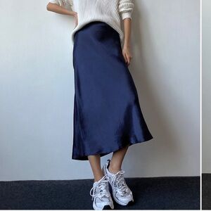 Babaton Midnight Blue Satin Skirt